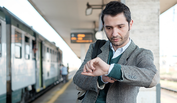 Man waits for train