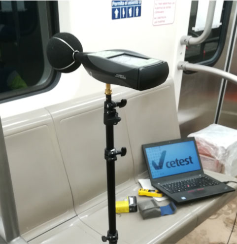 Train cabin noise sound level meter