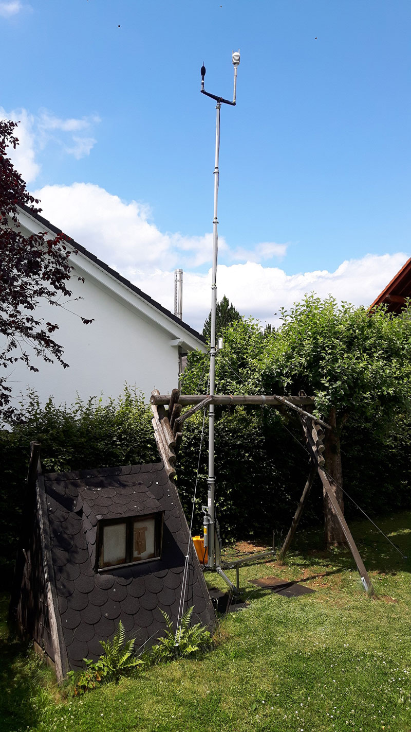 Sound level meter setup in garden