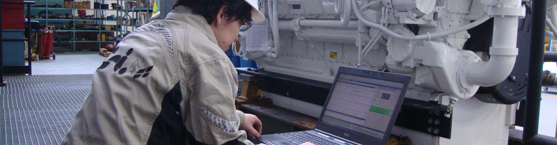 Engineer testing engine