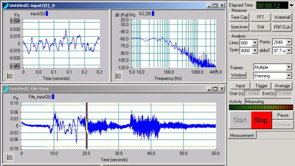 Playback showing time and spectrum