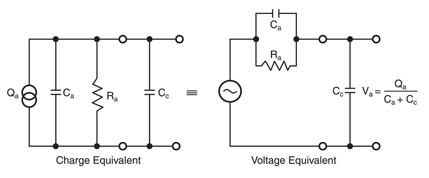 Equivalent electrical circuits for piezoelectric accelerometer