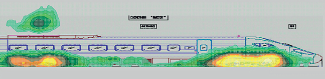 Example of a noise map produced with the help of a Brüel & Kjær 