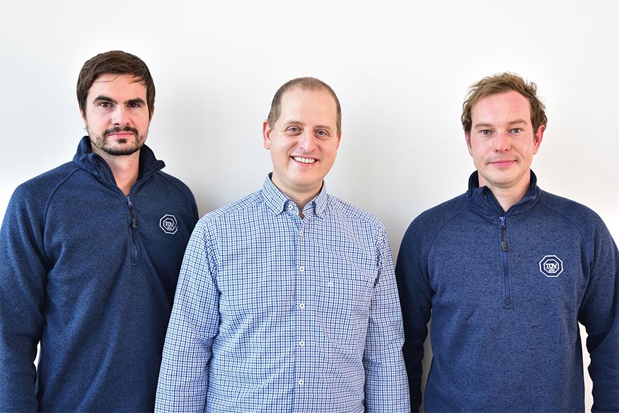 TÜV SÜD's technical acoustic experts. From left: Michael Gail, Sebastian Rieger and Thomas Heichele