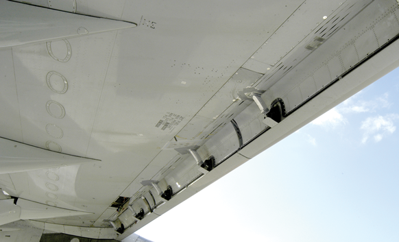 Surface microphones mounted on an Airbus wing for flight testing